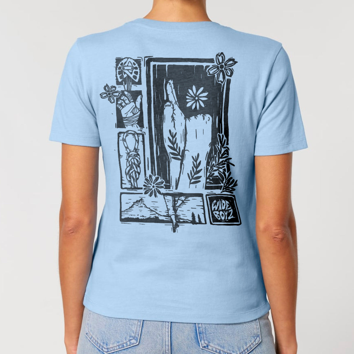 Women's Flower Fist T-shirt, Blue