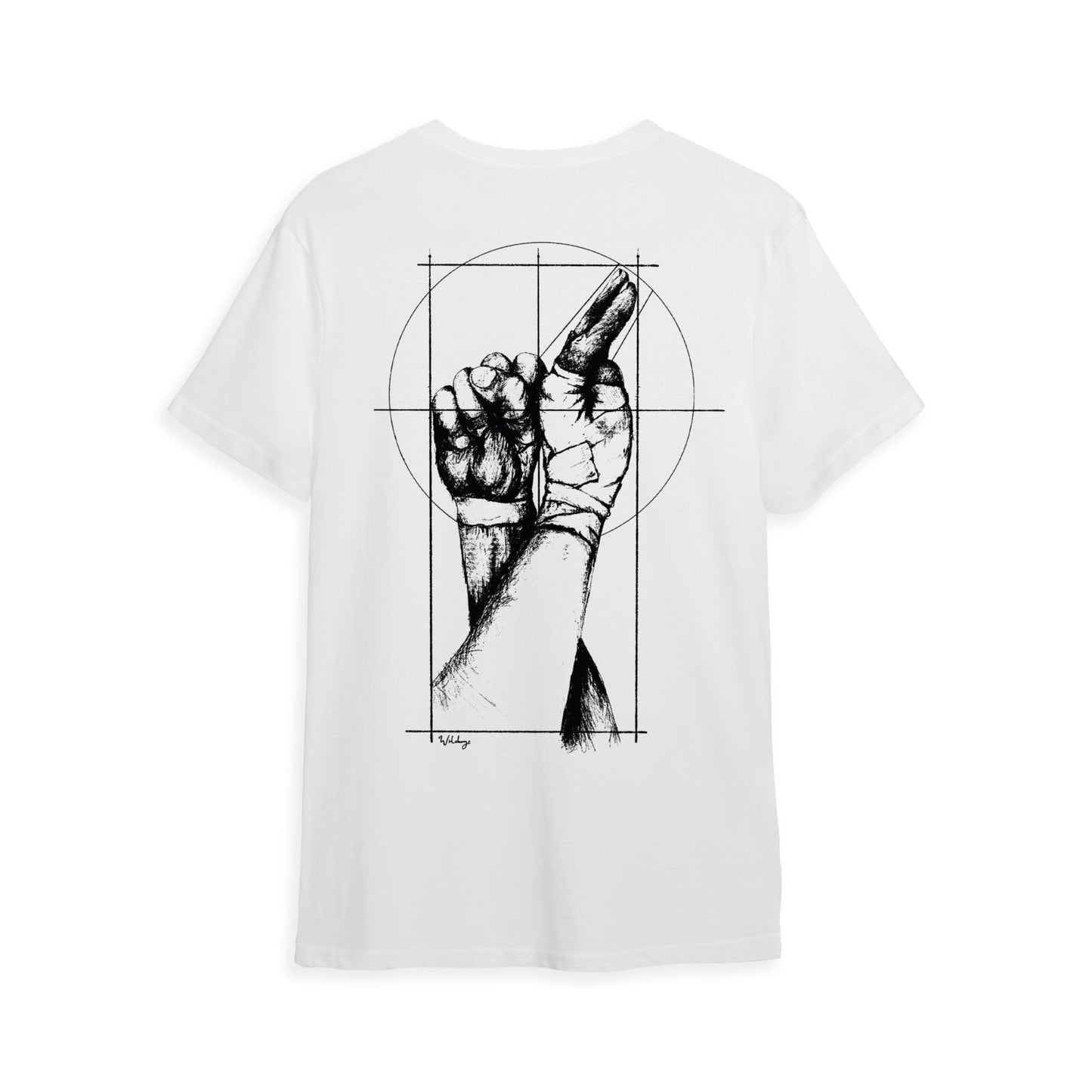 Da Vinci Hand Fist T-shirt White