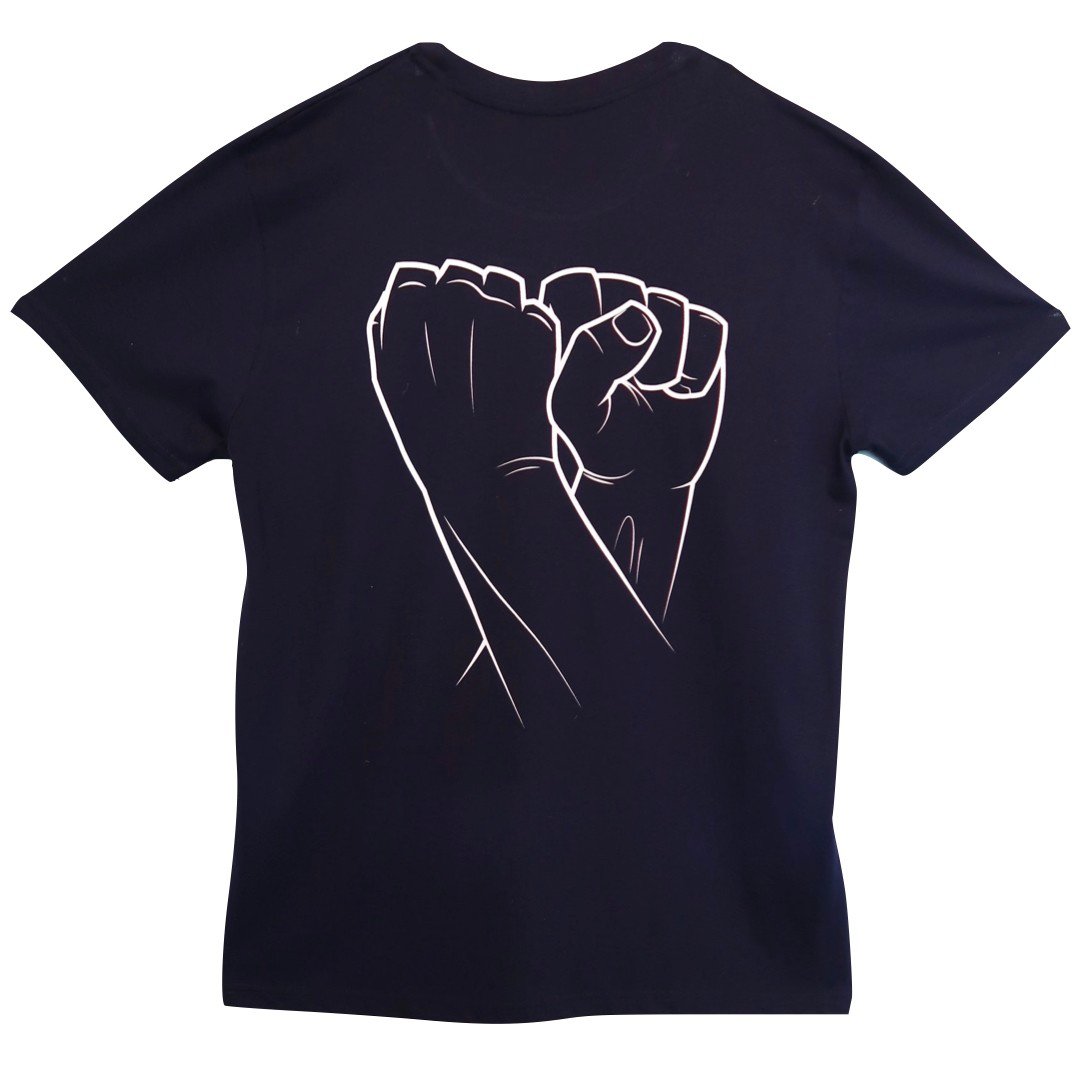 Double Fist Stack T-shirt (Unisex, Navy Blue)